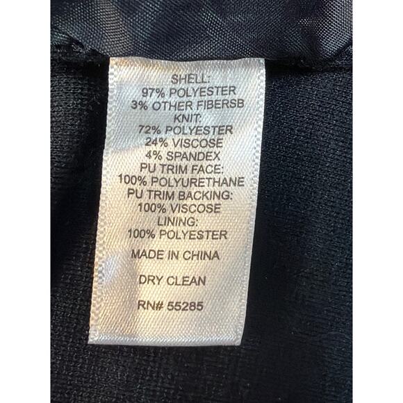 Express Two Toned Beige and Black Leather Full Zip Blazer Jacket Poly Women Med - Picture 7 of 10